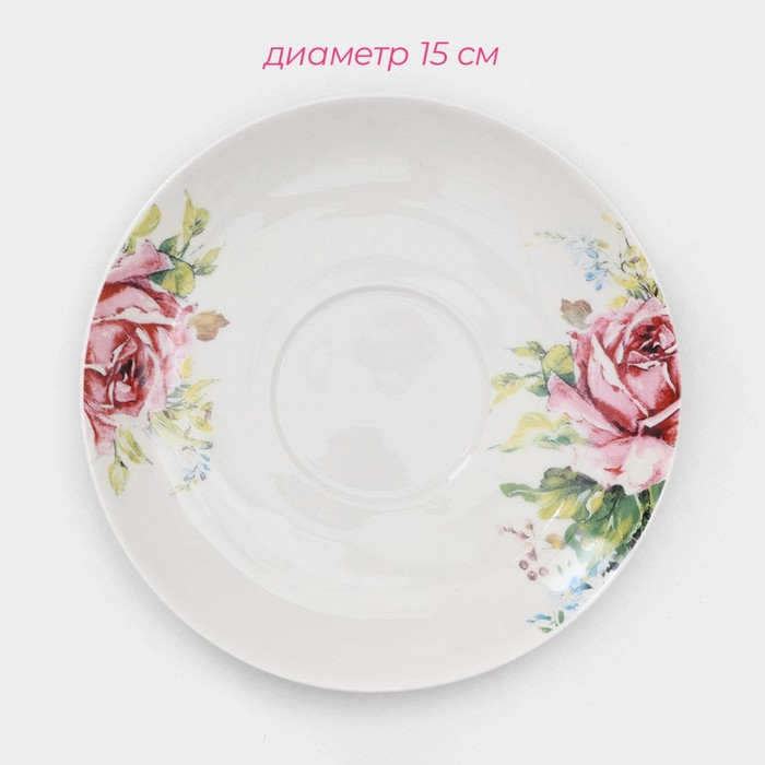 Сервиз фарфоровый чайный Доляна «Роза», 12 предметов: чашка 250 мл, блюдце d=15 см Сервиз фарфоровый чайный Доляна «Роза», 12 предметов: чашка 250 мл, блюдце d=15 см