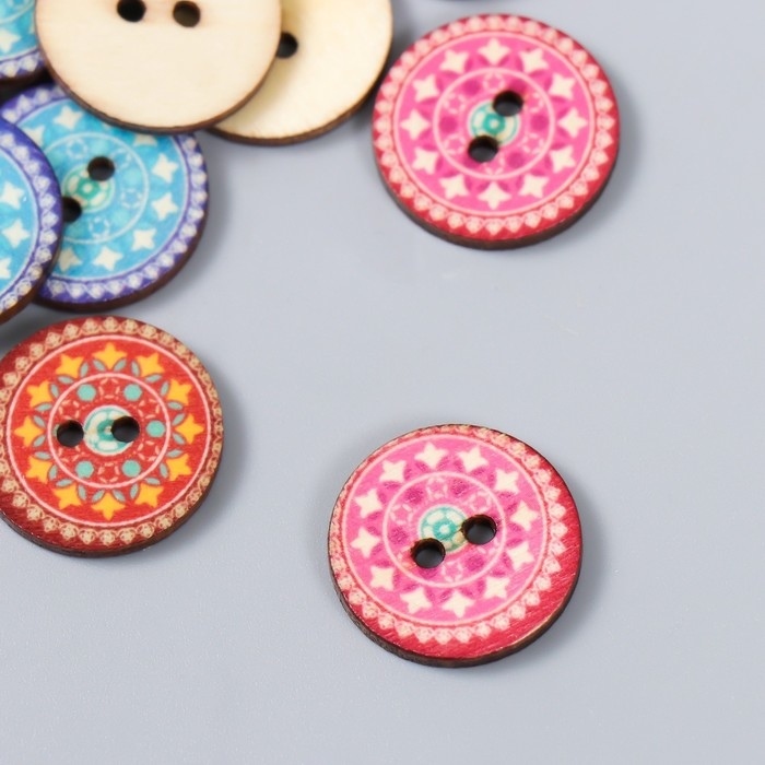 Пуговицы дерево для творчества 2 прокола Пуговицы дерево для творчества 2 прокола "Узорные" набор 25 шт 2х2 см