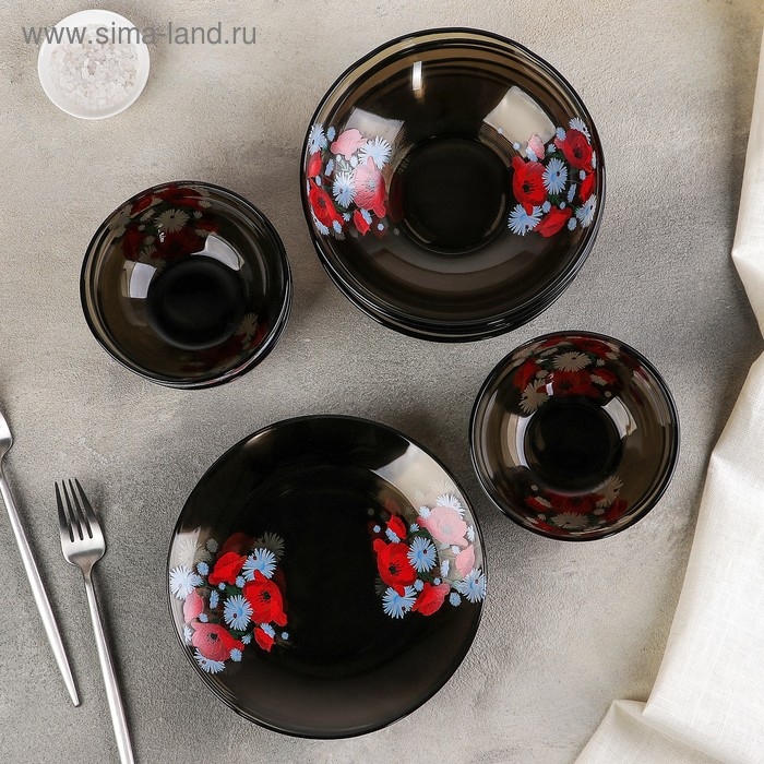 Набор столовый «Маки», 24 предмета, цвет коричневый Набор столовый «Маки», 24 предмета, цвет коричневый