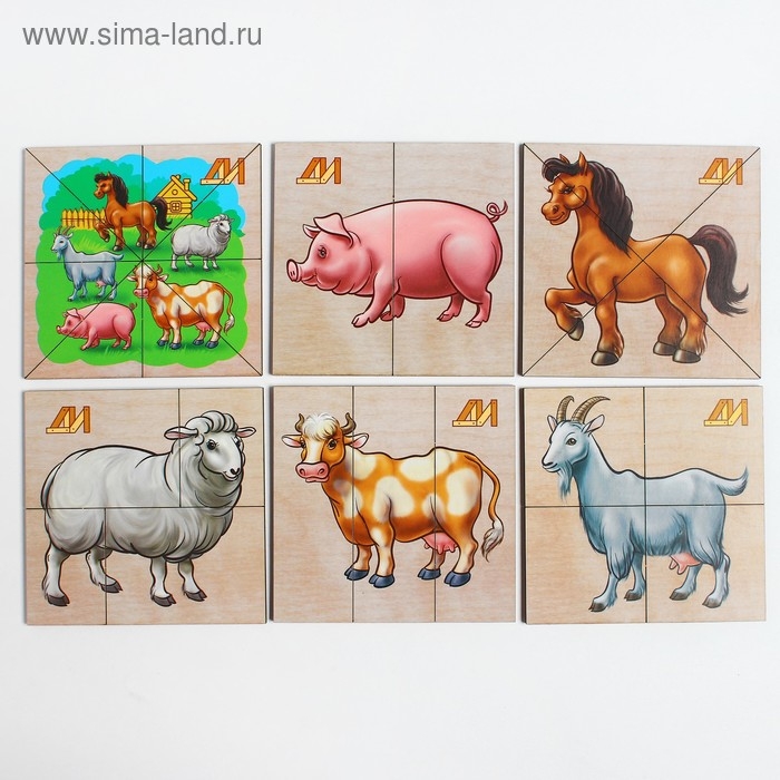 Пазлы «Сложи картинку. Домашние животные» Деревянные Игрушки Пазлы «Сложи картинку. Домашние животные» Деревянные Игрушки