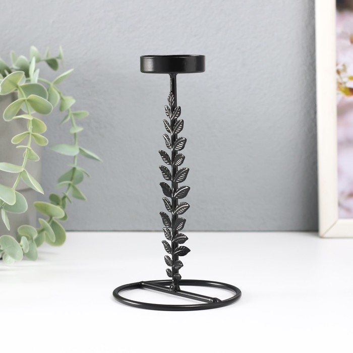 Подсвечник металл на 1 свечу Подсвечник металл на 1 свечу "Веточка с листьями" d=4 см 8х8х13,5 см
