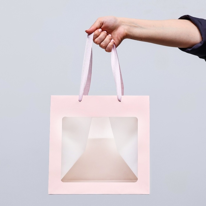 Пакет подарочный, крафт, с окном, «Розовый», 25 х 25 х 25 см Пакет подарочный, крафт, с окном, «Розовый», 25 х 25 х 25 см