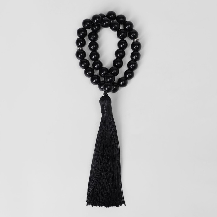Чётки мусульманские шар №10 «Агат чёрный» 35 бусин с перемычками Чётки мусульманские шар №10 «Агат чёрный» 35 бусин с перемычками
