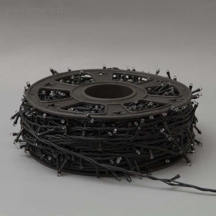 Гирлянда «Клип-лайт» 100 м, IP44, УМС, тёмная нить, 1000 LED, свечение синее, 8 режимов, 24 В, без БП