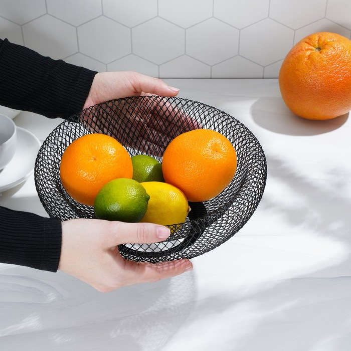 Фруктовница Доляна Grid, 25×25×10 см, цвет чёрный Фруктовница Доляна Grid, 25×25×10 см, цвет чёрный