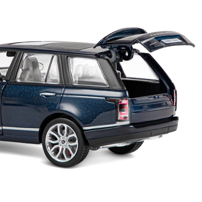 Машина металлическая Range Rover 1:26, открываются двери, капот, багажник, свет и звук, цвет синий перламутр Машина металлическая Range Rover 1:26, открываются двери, капот, багажник, свет и звук, цвет синий перламутр
