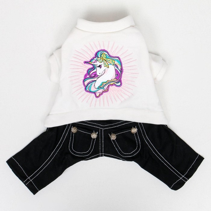 Комбинезон Комбинезон "Единорог", размер 10 (ДС 25 см, ОГ 34 см, ОШ 24 см), бело-синий