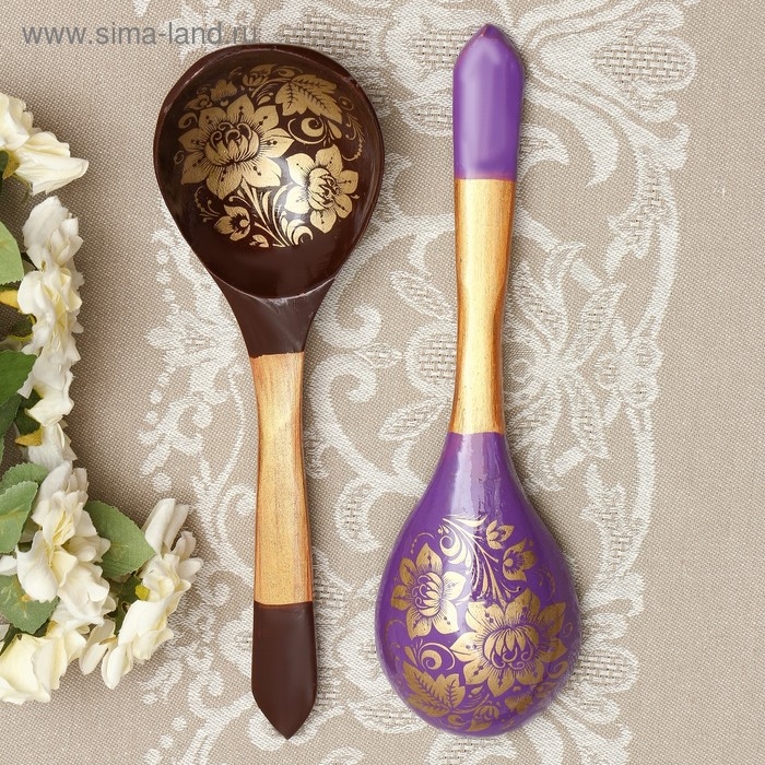 Ложка &laquo;Золотая кудрина&raquo;, салатная, 6&times;21 МИКС