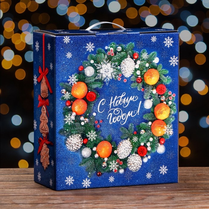 Новый год. Подарочная коробка Новый год. Подарочная коробка "Новогодний декор" , 28,5 х 14 х 33 см.