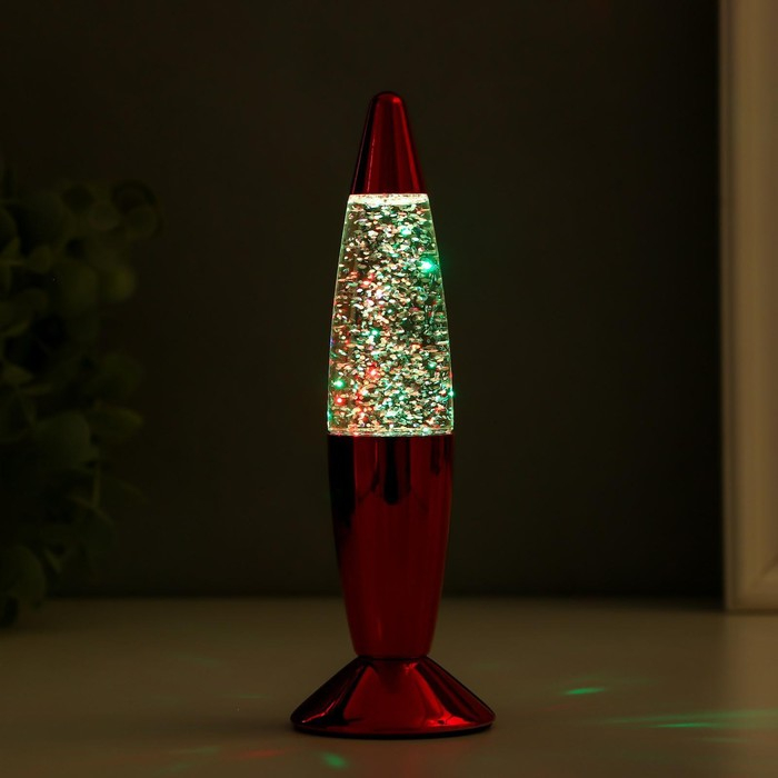 Светильник  Светильник "Красная ракета" LED, лава, блёстки, от батареек 3хLR44 19 см RISALUX