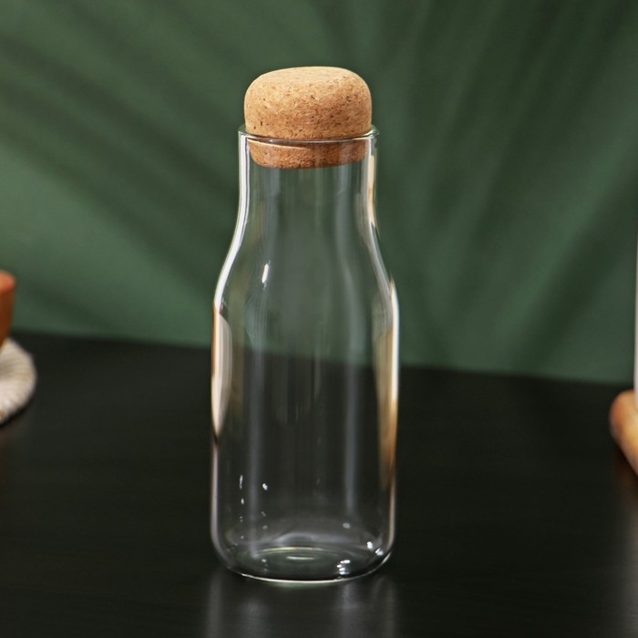 Бутылка стеклянная для соуса и масла с пробковой крышкой «Эко», 400 мл, 6×16,5 см Бутылка стеклянная для соуса и масла с пробковой крышкой «Эко», 400 мл, 6×16,5 см