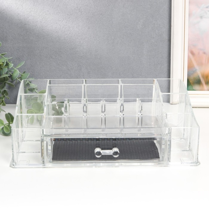 Шкатулка-органайзер пластик 1 ящик прозрачная 9,5х17,5х27,5 см Шкатулка-органайзер пластик 1 ящик прозрачная 9,5х17,5х27,5 см