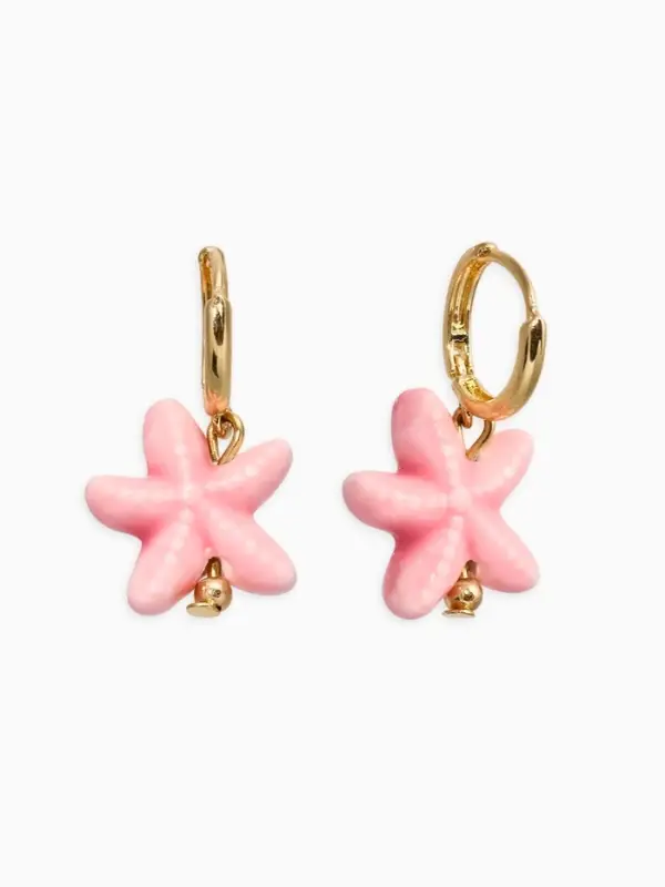 Серьги &laquo;Морской мир. Звезда&raquo;, розовые в золоте