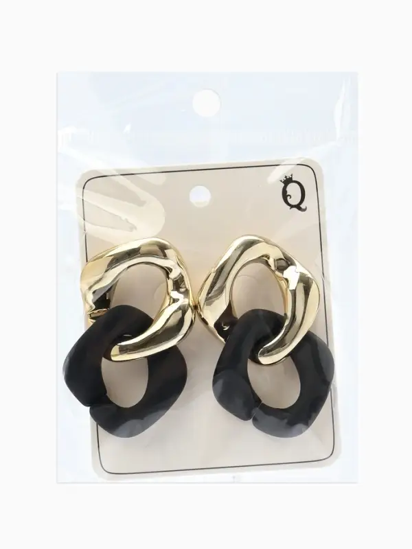 Серьги металл &laquo;Цепь&raquo;, диагональ, 2 полых ромба, золотисто-чёрные