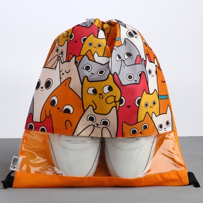 Мешок для обуви «Котики» с прозрачным окном 30 х 40 см Мешок для обуви «Котики» с прозрачным окном 30 х 40 см