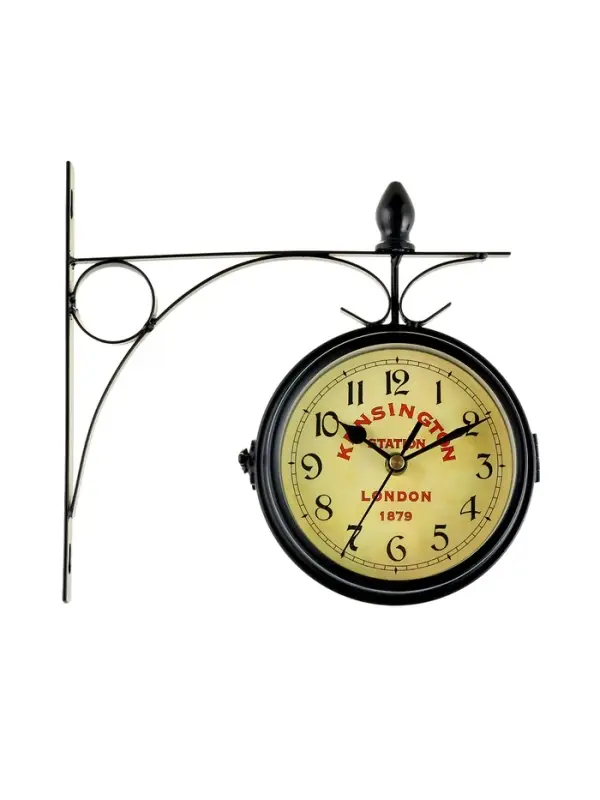 Часы настенные интерьерные Kensington station, двусторонние, на подвесе, бесшумные, плавный ход, d=12 см, от батареек 2&times;АА