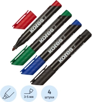 Маркер перманентный KORES набор 4 цв. 3-5 мм скошенный наконечник 20945