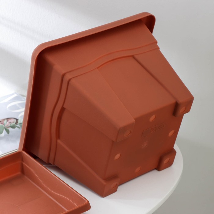 Горшок с поддоном &laquo;Квадро&raquo;, 8,1 л, цвет терракотовый