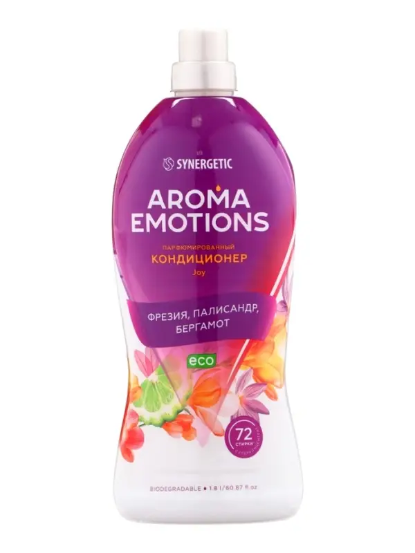 Кондиционер для белья парфюмированный SYNERGETIC фрезия, палисандр, бергамот, 1,8 л