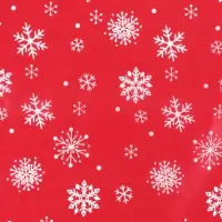 Бумага упаковочная тишью "Снежинки на красном", красная, 50 х 66 см