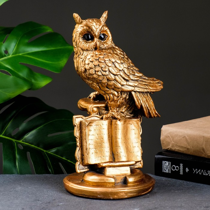 Копилка  Копилка "Сова в книге малая" бронза,  14х17х27см