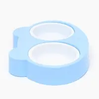 Миска двойная &laquo;Киса&raquo;, 2&times;160 мл, пластик, голубая