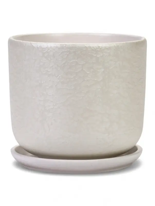 Горшок цветочный с поддоном 1,6 л, d15/h13 см белый керамика, "Перл" (М)