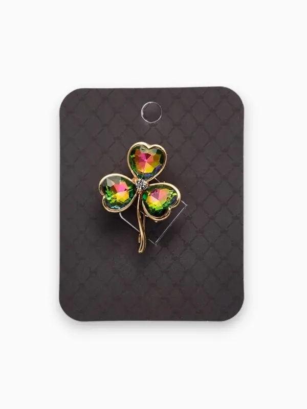 Брошь  Брошь "Клевер" три лепестка, цветной в золоте