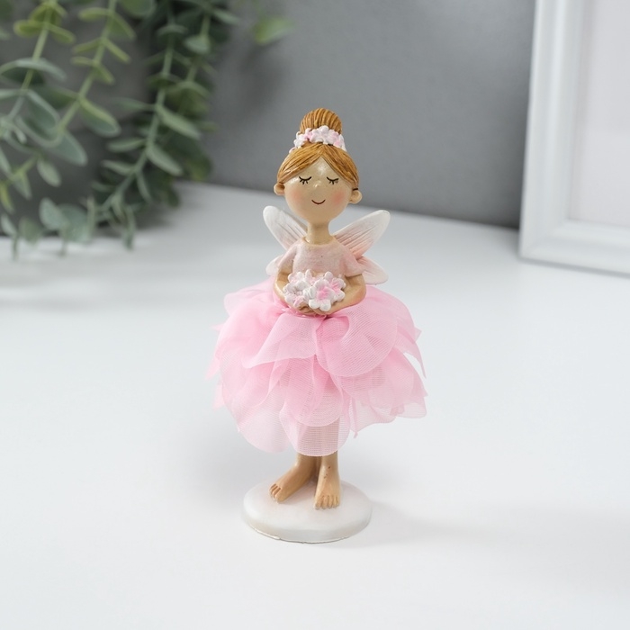 Сувенир полистоун  Сувенир полистоун "Девочка фея в цветочном платье с букетом" МИКС 8х8х13,5 см