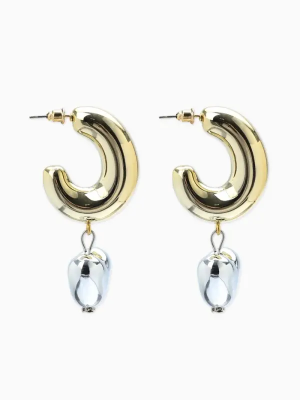 Серьги &laquo;Новый стиль. Сердечки&raquo;, d=3 см, цвет золото-серебристый