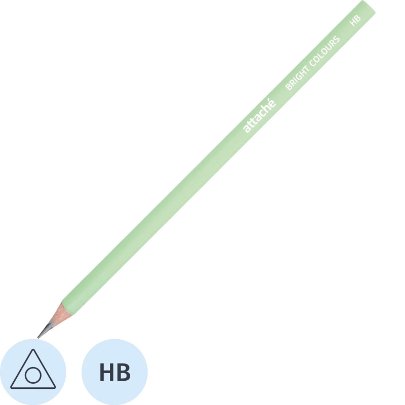 Карандаш чернографитный трехгр, Attache Bright colors, HB, зеленый корпус