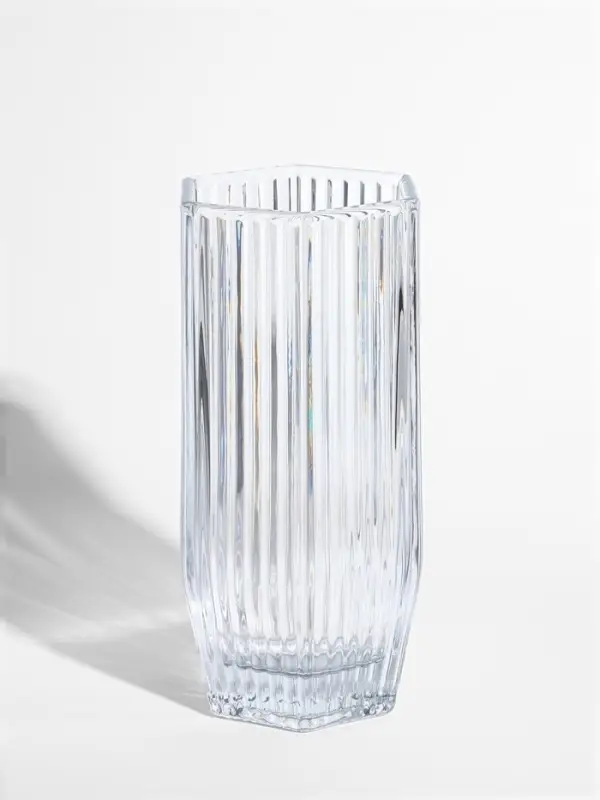 Ваза стекло настольная  Ваза стекло настольная "Эдисон" линии, 28х13,5 см, прозрачный