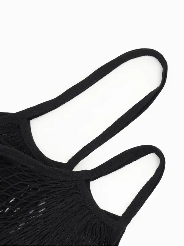 Набор 2 шт.: сумка-авоська плетёная, клетка 1.5 см, чёрная