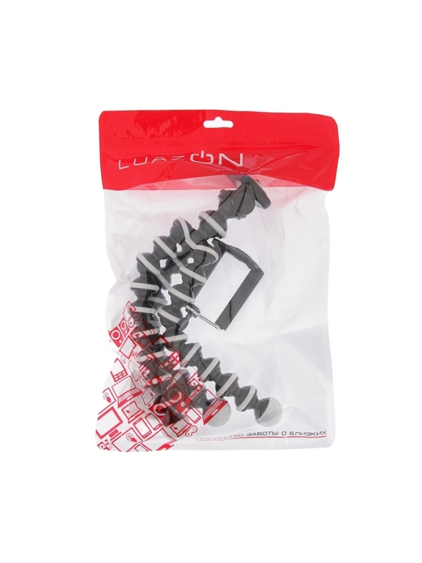 Штатив-тренога LuazON настольный, для телефона, гибкие ножки, высота 12 см, чёрно-белый