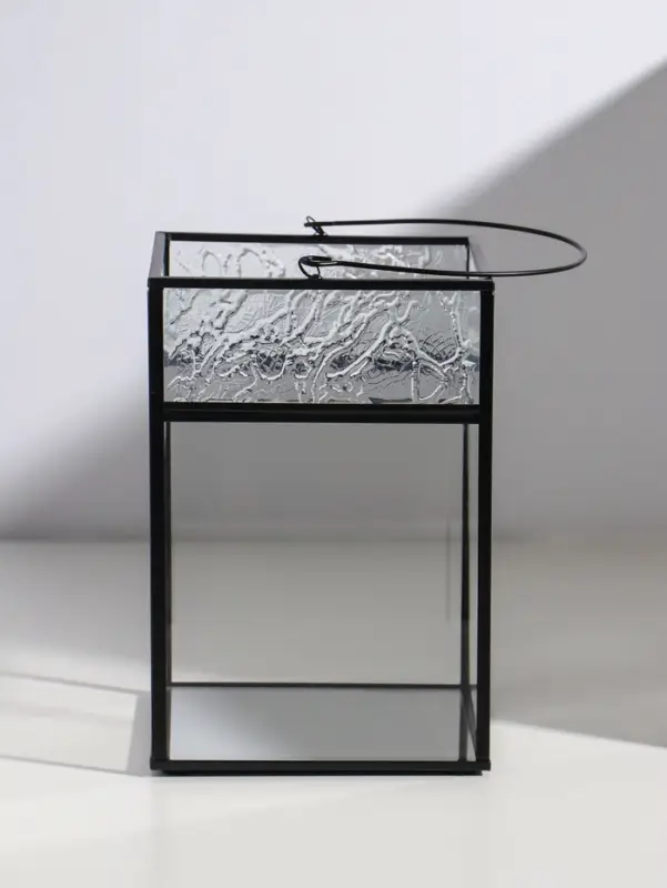 Подсвечник стекло, металл "Следы от листьев" прозрачный 13,5х13х19,4 см