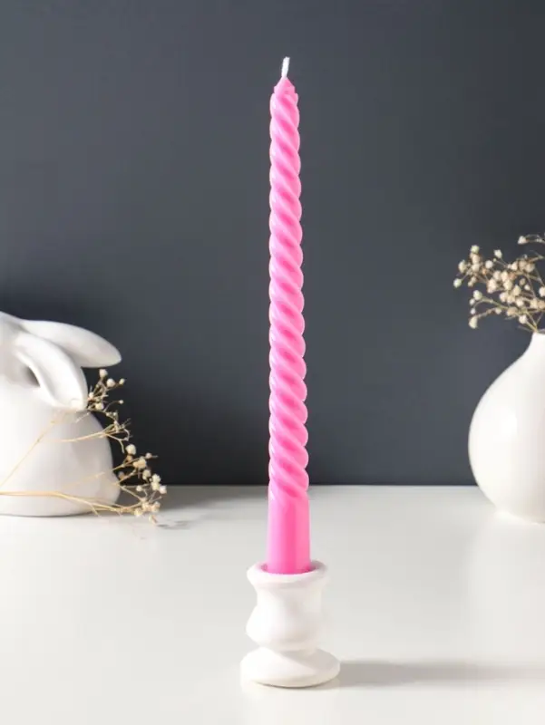 Свеча витая 25 см, 57 г, 5 ч, розовый