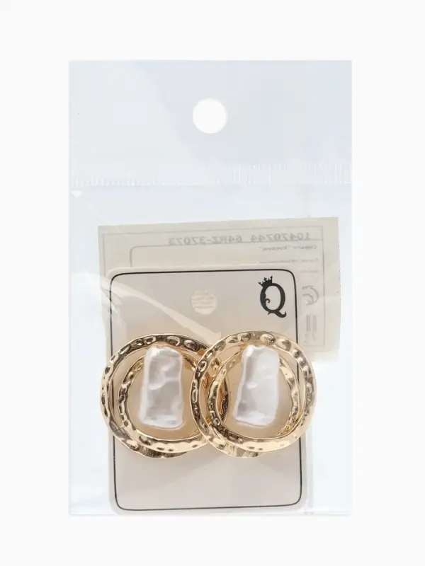 Серьги с жемчугом &laquo;Бусина&raquo;, двойной круг, цвет золото