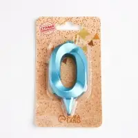 Свеча в торт «Грань», цифра 0, голубой металлик, 6.5 см Свеча в торт «Грань», цифра 0, голубой металлик, 6.5 см