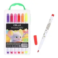 Фломастеры 12 цветов &laquo;Мышка&raquo;, в пластиковом пенале с ручкой, вентилируемый колпачок, МИКС