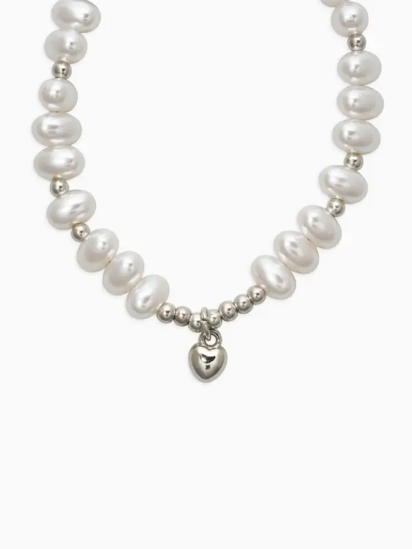 Браслет жемчуг "Рисинкис сердцем" , цвет белый в серебре