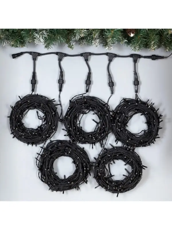 Гирлянда &laquo;Клип-лайт&raquo; 5 нитей по 20 м, IP44, УМС, тёмная нить, 665 LED, свечение мульти, 24 В