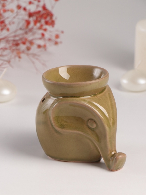 Аромалампа керамика Аромалампа керамика "Слонёнок" тёмно-оливковая 8х10х9 см