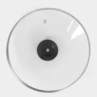 Крышка для сковороды и кастрюли Доляна, d=24 см, нержавеющий обод, пластиковая ручка, стекло, прозрачная