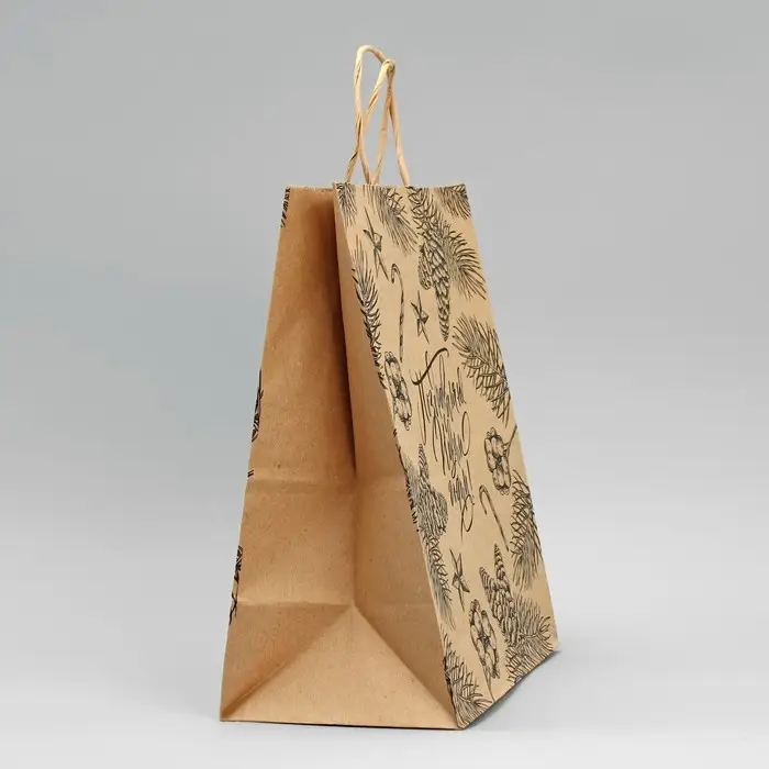 Пакет подарочный новогодний крафтовый «Поздравляю с Новым годом», 24 х 28 х 14 см Пакет подарочный новогодний крафтовый «Поздравляю с Новым годом», 24 х 28 х 14 см