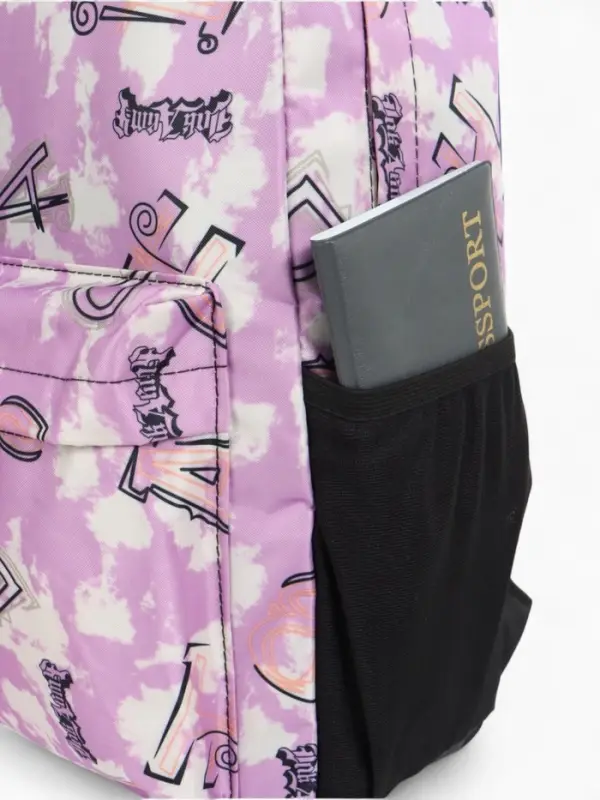 Рюкзак школьный на молнии, с карманами, с принтом, размер 30&times;13&times;42 см, фиолетовый