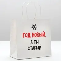 Пакет подарочный новогодний &laquo;Год Новый, а ты старый&raquo;, 22&times;22&times;11 см