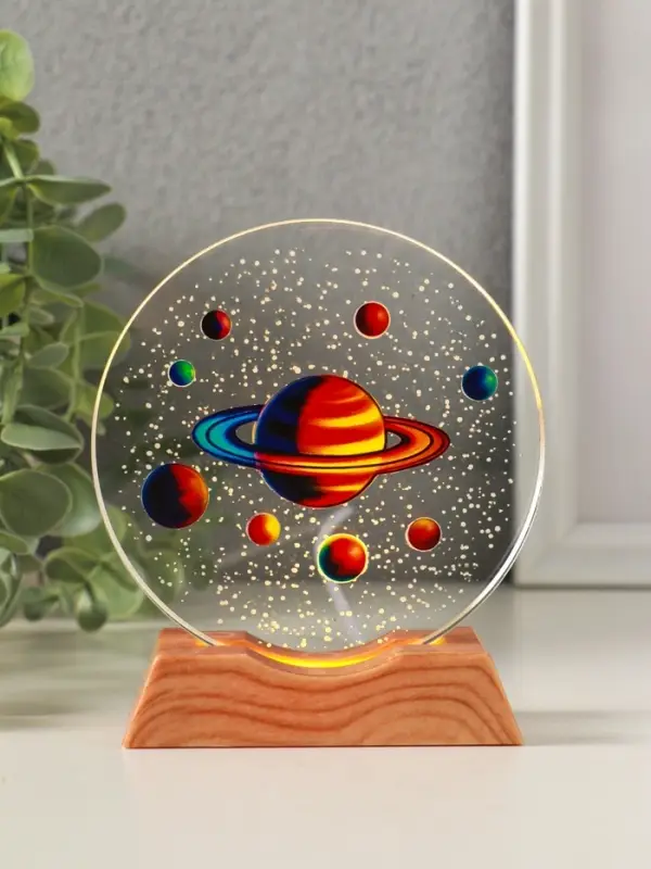 Сувенир стекло свет Сувенир стекло свет "Диск. Планетарий" 5хLED d=10 см, USB, цветной 10х4х11,4 см
