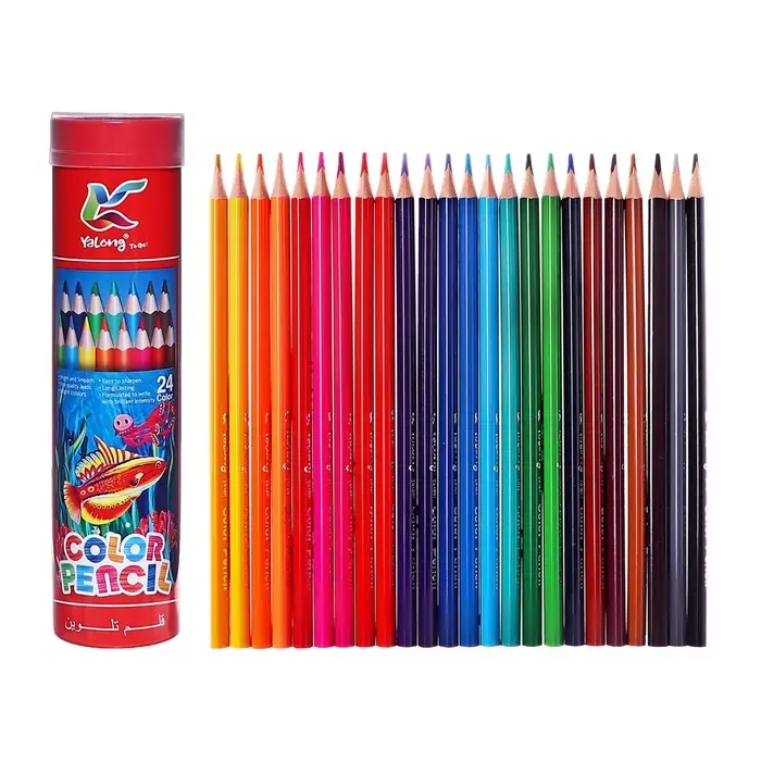 Карандаши 24 цвета, треугольные, деревянные &laquo;Морские обитатели&raquo;, в металлическом тубусе, МИКС