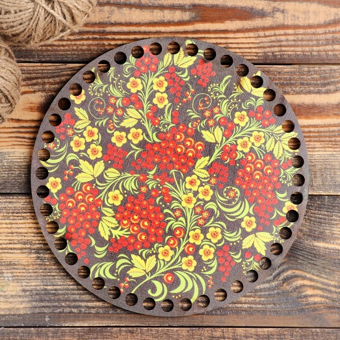 Заготовка для вязания Заготовка для вязания "Хохлома", донышко фанера 3 мм, 20 см, d=9мм