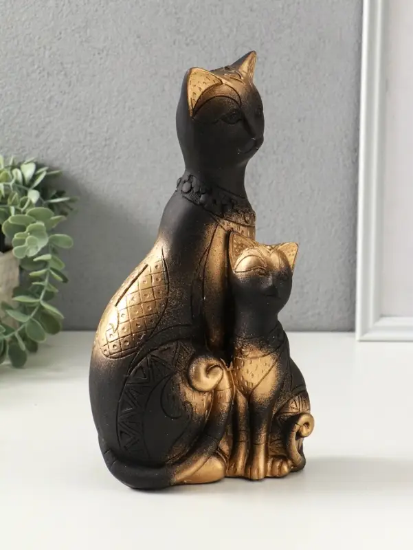 Копилка для денег &laquo;Коты Фараоны&raquo;, гипс, чёрная в золоте, 27.5&times;15&times;9 см